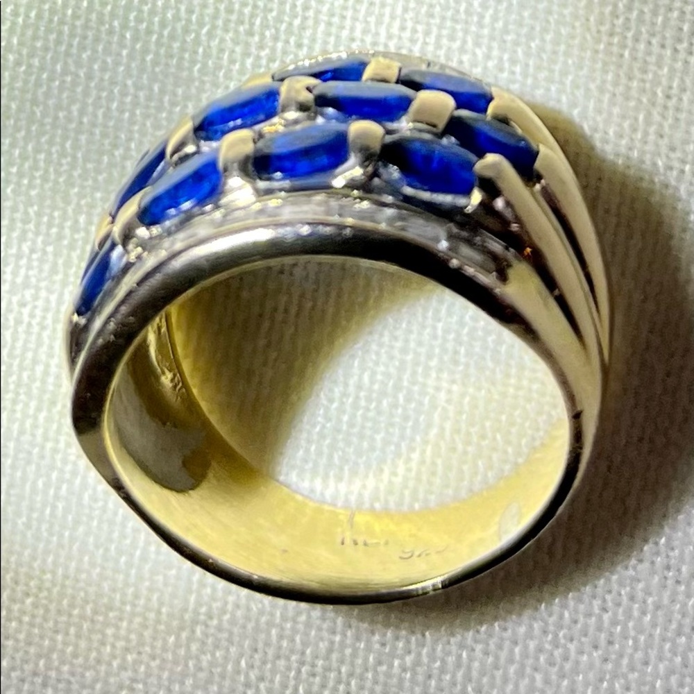 Sapphire and CZ Cocktail Ring - Picture 13 of 16